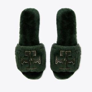 Tory Burch DOUBLE T SHEARLING SLIDE 10